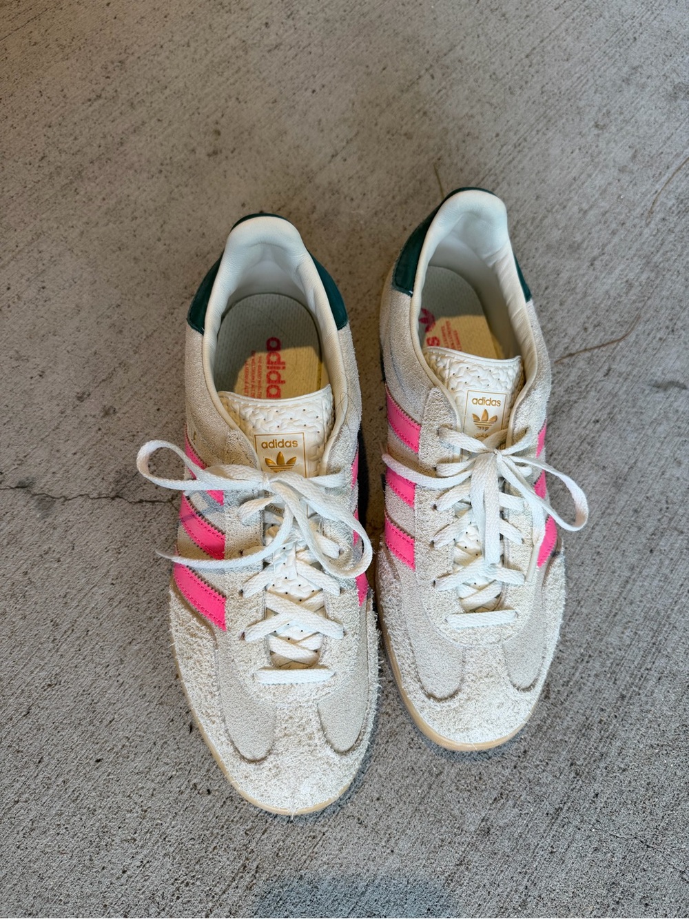 adidas Beige Suede Sneakers with Bright Pink Stripes - Picture 5 of 6